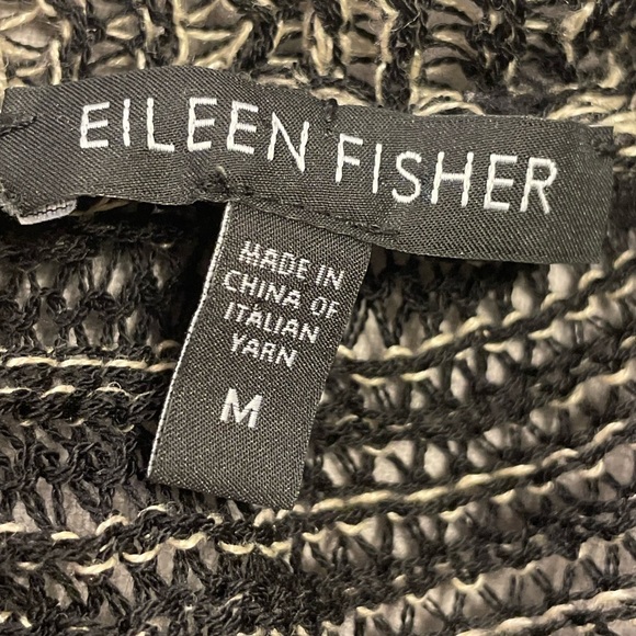 EILEEN FISHER NWOT Washable Wool Linen Blurred Stripes Straight Cardigan - Picture 6 of 8